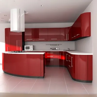 Red Modern Modular Kitchen, Noida